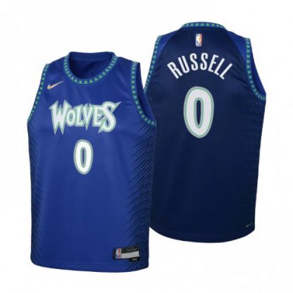 Minnesota Minnesota Timberwolves #0 D'Angelo Russell Youth Nike Blue 2021/22 Swingman Jersey - City Edition