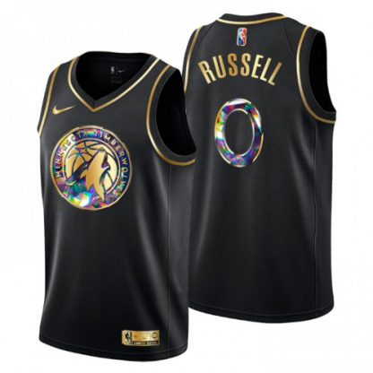 Minnesota Minnesota Timberwolves #0 D'Angelo Russell Men's Golden Edition Diamond Logo 2021/22 Swingman Jersey - Black