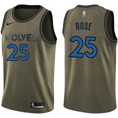 Nike Minnesota Timberwolves #25 Derrick Rose Green Salute to Service Youth NBA Swingman Jersey