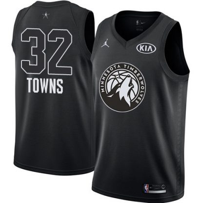Nike Minnesota Timberwolves #32 Karl-Anthony Towns Black NBA Jordan Swingman 2018 All-Star Game Jersey