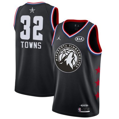 Minnesota Timberwolves #32 Karl-Anthony Towns Black NBA Jordan Swingman 2019 All-Star Game Jersey