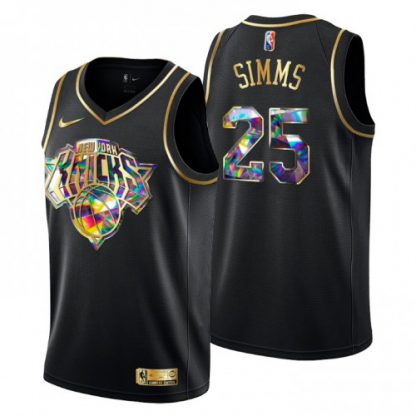 New York New York Knicks #25 Aamir Simms Men's Golden Edition Diamond Logo 2021/22 Swingman Jersey - Black