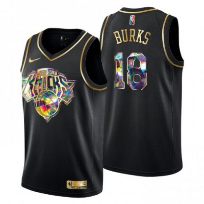 New York New York Knicks #18 Alec Burks Men's Golden Edition Diamond Logo 2021/22 Swingman Jersey - Black