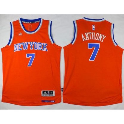 New York Knicks #7 Carmelo Anthony Orange Stitched Youth NBA Jersey
