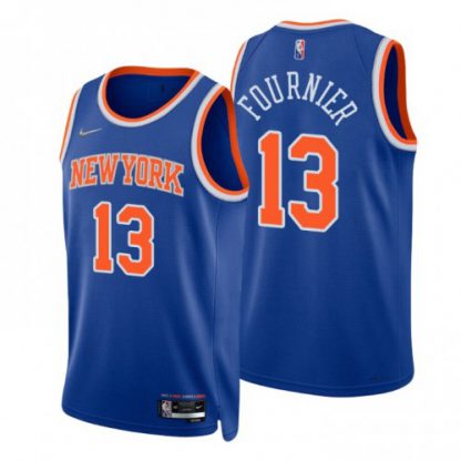 Nike New York Knicks #13 Evan Fournier Blue Men's 2021-22 NBA 75th Anniversary Diamond Swingman Jersey - Icon Edition