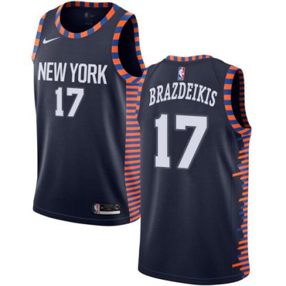 Nike New York Knicks #17 Ignas Brazdeikis Navy NBA Swingman City Edition 2018/19 Jersey