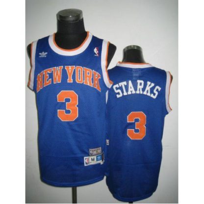 New York Knicks #3 John Starks Blue Throwback Stitched NBA Jersey