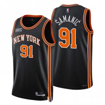 New York New York Knicks #91 Luka Samanic Men's Nike Black 2021/22 Swingman NBA Jersey - City Edition