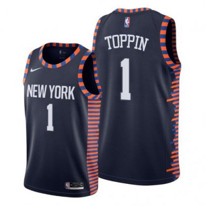 Nike New York Knicks #1 Obi Toppin Navy NBA Swingman City Edition 2018/19 Jersey