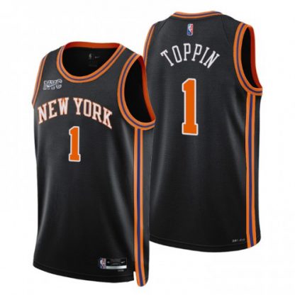 New York New York Knicks #1 Obi Toppin Men's Nike Black 2021/22 Swingman NBA Jersey - City Edition