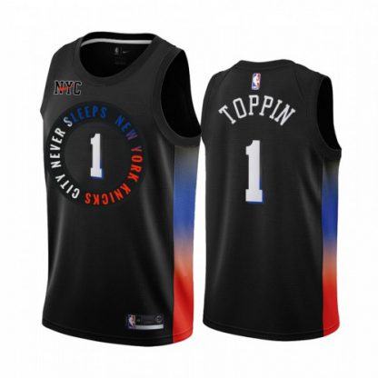 Nike New York Knicks #1 Obi Toppin Black Youth NBA Swingman 2020-21 City Edition Jersey