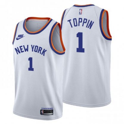 New York New York Knicks #1 Obi Toppin Women's Nike Releases Classic Edition NBA 75th Anniversary Jersey White
