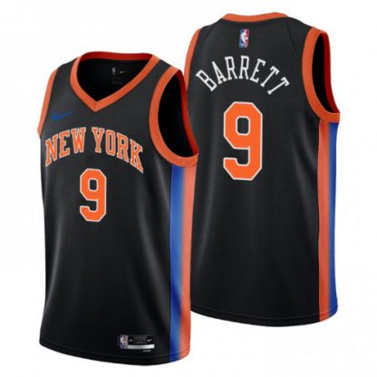 Nike New York Knicks #9 R.J. Barrett Men's 2022-23 City Edition NBA Jersey - Cherry Blossom Black