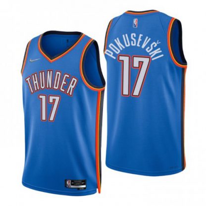 Nike Oklahoma City Thunder #17 Aleksej Pokusevski Blue Men's 2021-22 NBA 75th Anniversary Diamond Swingman Jersey - Icon Edition