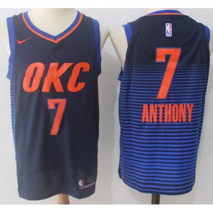 Nike Oklahoma City Thunder #7 Carmelo Anthony Navy Blue Statement Edition NBA Swingman Jersey