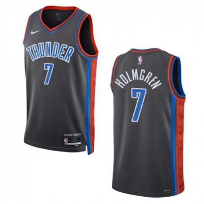 Oklahoma City Oklahoma City Thunder #7 Chet Holmgren Unisex Nike Gray 2022-23 Swingman Jersey - City Edition