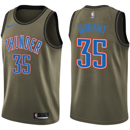 Nike Oklahoma City Thunder #35 Kevin Durant Green Salute to Service Youth NBA Swingman Jersey