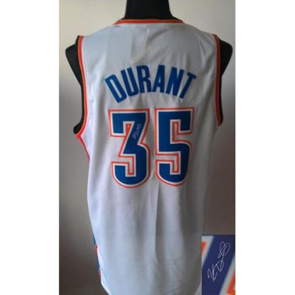 Revolution 30 Autographed Oklahoma City Thunder #35 Kevin Durant White Stitched NBA Jersey