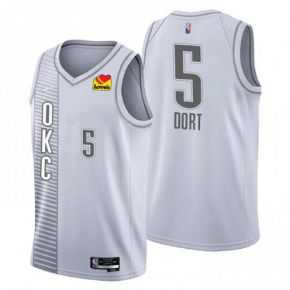 Oklahoma City Oklahoma City Thunder #5 Luguentz Dort Men's Nike Gray 2021/22 Swingman NBA Jersey - City Edition