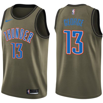 Nike Oklahoma City Thunder #13 Paul George Green Salute to Service Youth NBA Swingman Jersey