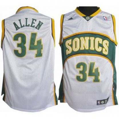 Oklahoma City Thunder #34 Ray Allen White Seattle SuperSonics Style Stitched NBA Jersey