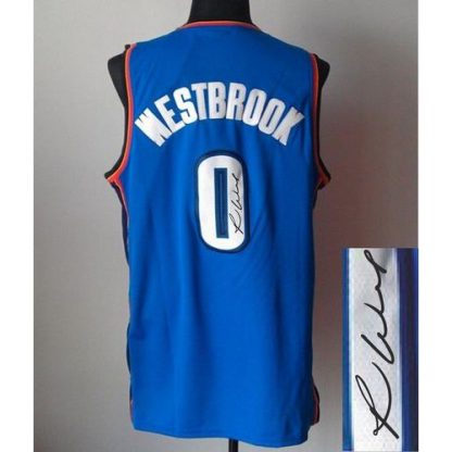 Revolution 30 Autographed Oklahoma City Thunder #0 Russell Westbrook Blue Stitched NBA Jersey
