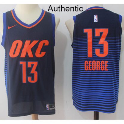 Nike Oklahoma City Thunder #13 Paul George Navy Blue NBA Authentic Statement Edition Jersey