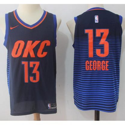 Nike Oklahoma City Thunder #13 Paul George Navy Blue Statement Edition NBA Swingman Jersey
