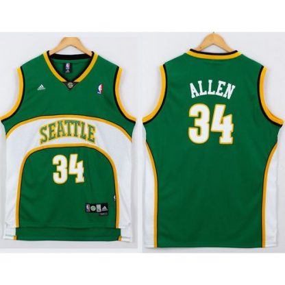 Oklahoma City Thunder #34 Ray Allen Green Seattle SuperSonics Style Stitched NBA Jersey