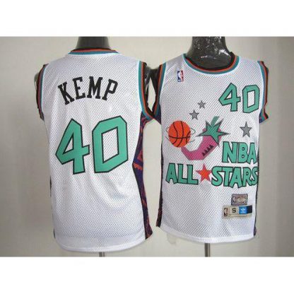 Oklahoma City Thunder #40 Shawn Kemp White SuperSonics 1995 All-Star Stitched NBA Jersey