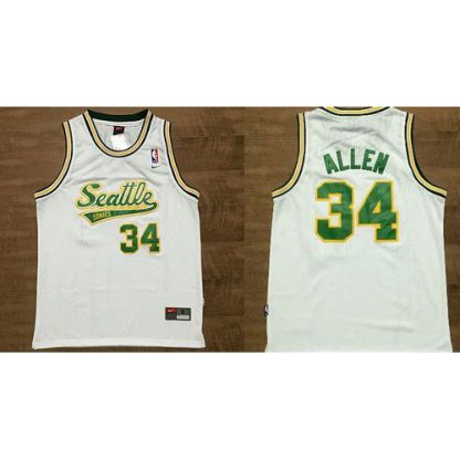 Oklahoma City Thunder #34 Ray Allen White Throwback Stitched NBA Jersey