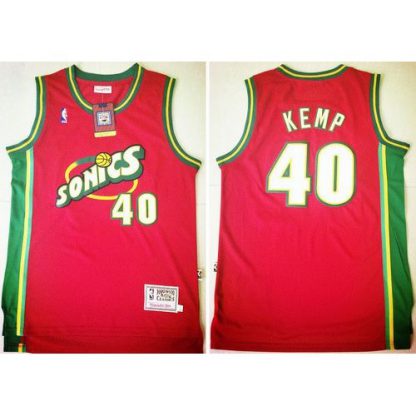 Oklahoma City Thunder #40 Shawn Kemp Red SuperSonics Throwback Stitched NBA Jersey