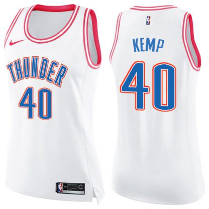 Nike Oklahoma City Thunder #40 Shawn Kemp White/Pink Women's NBA Swingman Fashion Jersey