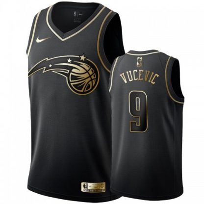 Nike Orlando Magic #9 Nikola Vucevic Men's Black Golden Edition Swingman NBA Jersey