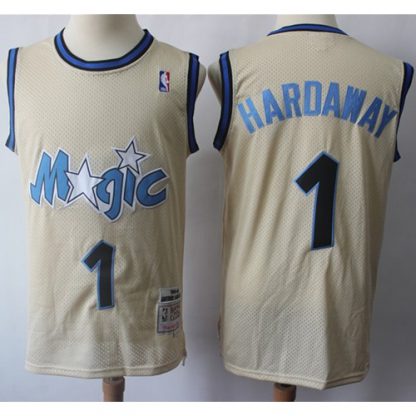 Mitchell And Ness Orlando Magic #1 Penny Hardaway Cream Throwback Stitched NBA Jersey