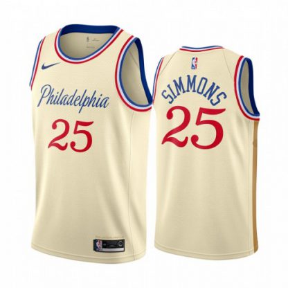 Nike Philadelphia 76ers #25 Ben Simmons Men's Unveil 2019-20 City Edition Swingman NBA Jersey Cream White