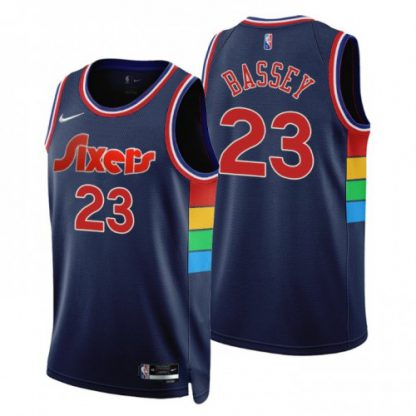 Nike Philadelphia 76ers #23 Charles Bassey Navy Men's NBA 75th Anniversary Diamond Swingman Jersey - Icon Edition