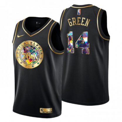 Philadelphia Philadelphia 76ers #14 Danny Green Men's Golden Edition Diamond Logo 2021/22 Swingman Jersey - Black