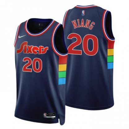 Nike Philadelphia 76ers #20 Georges Niang Navy Men's NBA 75th Anniversary Diamond Swingman Jersey - Icon Edition