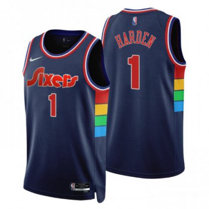 Nike Philadelphia 76ers #1 James Harden Navy Men's NBA 75th Anniversary Diamond Swingman Jersey - Icon Edition