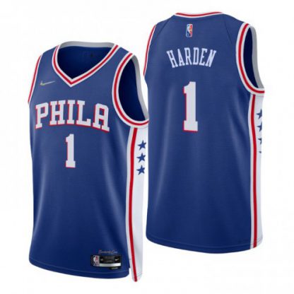 Nike Philadelphia 76ers #1 James Harden Royal Men's 2021-22 NBA 75th Anniversary Diamond Swingman Jersey - Icon Edition