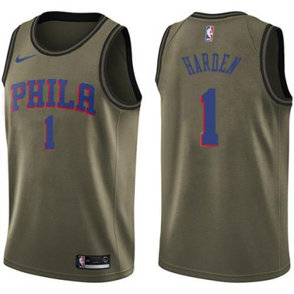 Nike Philadelphia 76ers #1 James Harden Green Salute to Service Youth NBA Swingman Jersey
