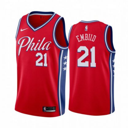 Nike Philadelphia 76ers #21 Joel Embiid Red 2019-20 Statement Edition NBA Jersey