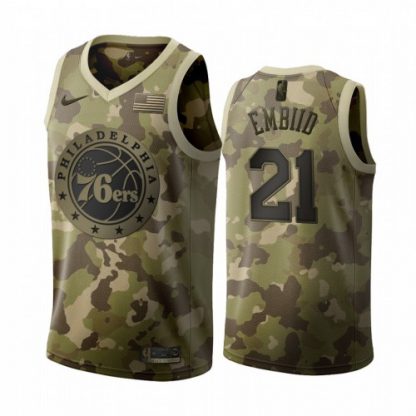 Nike Philadelphia 76ers #21 Joel Embiid 2019 Salute to Service Desert Camo NBA Jersey