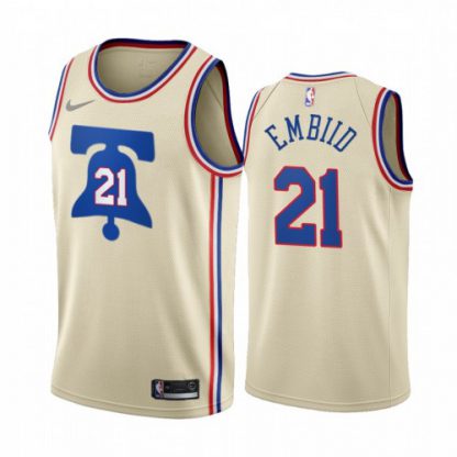 Philadelphia Philadelphia 76ers #21 Joel Embiid Cream NBA Swingman 2020-21 Earned Edition Jersey