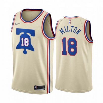 Philadelphia Philadelphia 76ers #18 Shake Milton Cream NBA Swingman 2020-21 Earned Edition Jersey