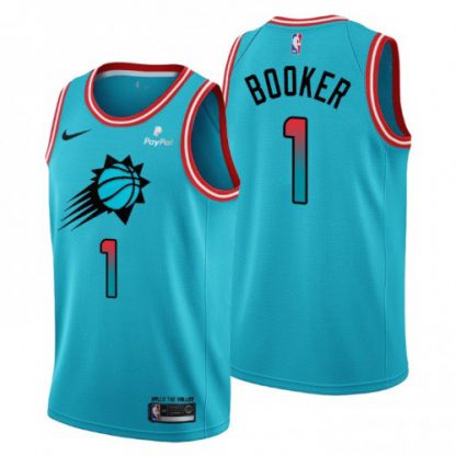 Nike Phoenix Suns #1 Devin Booker Men's 2022-23 City Edition NBA Jersey - Cherry Blossom Blue
