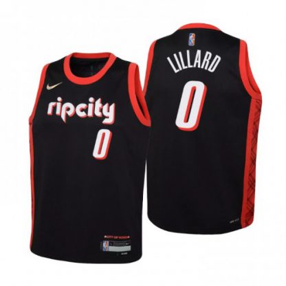 Portland Portland Trail Blazers #0 Damian Lillard Youth Nike Black 2021/22 Swingman Jersey - City Edition