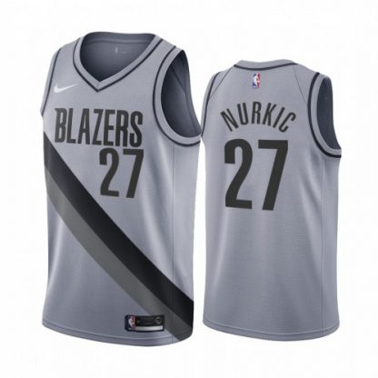Portland Portland Trail Blazers #27 Jusuf Nurkic Gray Youth NBA Swingman 2020-21 Earned Edition Jersey