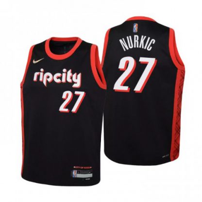 Portland Portland Trail Blazers #27 Jusuf Nurkic Youth Nike Black 2021/22 Swingman Jersey - City Edition